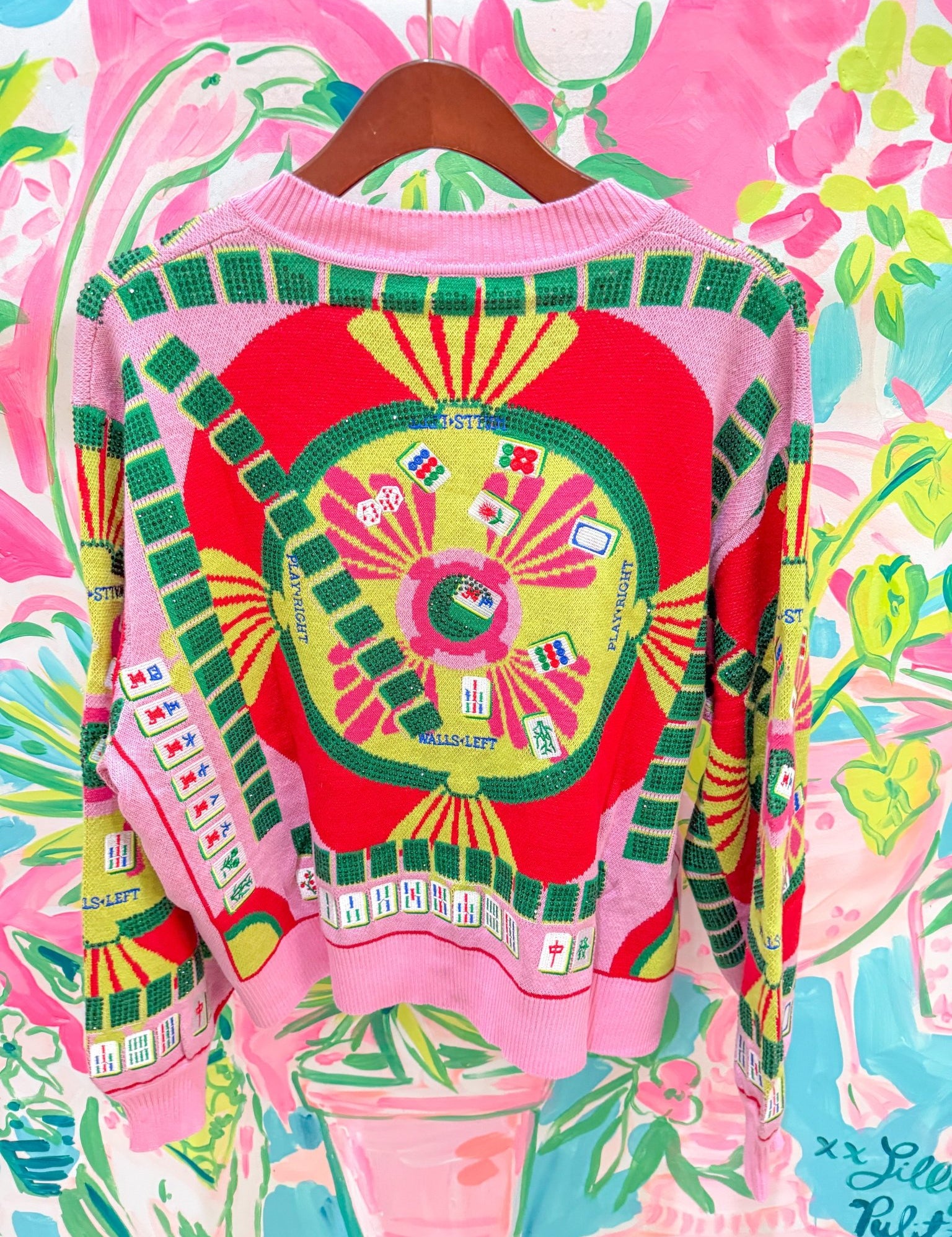 Light Pink Multi Mahjong Button Up CardiganQueen of SparklesThe Printed Peach Savannah