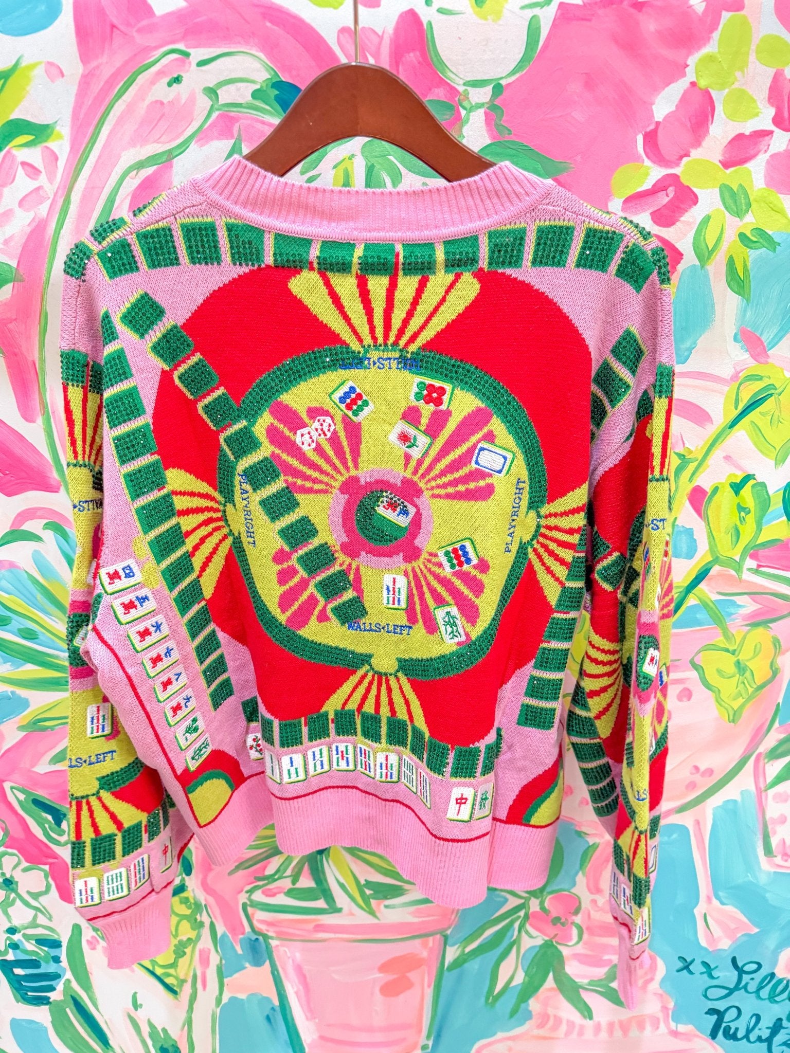 Light Pink Multi Mahjong Button Up CardiganQueen of SparklesThe Printed Peach Savannah