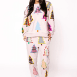 Light Pink Multi Plaid & Stripe Christmas Tree SweatpantWomen - BottomsQueen of SparklesThe Printed Peach Savannah