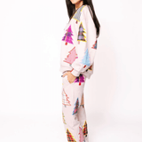 Light Pink Multi Plaid & Stripe Christmas Tree SweatpantWomen - BottomsQueen of SparklesThe Printed Peach Savannah