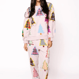 Light Pink Multi Plaid & Stripe Christmas Tree SweatpantWomen - BottomsQueen of SparklesThe Printed Peach Savannah