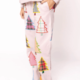 Light Pink Multi Plaid & Stripe Christmas Tree SweatpantWomen - BottomsQueen of SparklesThe Printed Peach Savannah