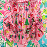 Light Pink & Red Stripe Christmas Icons Button Up Top and Shorts SetQueen of SparklesThe Printed Peach Savannah