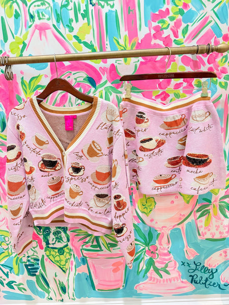 Light Pink Types of Coffee CardiganHeartland Retail ItemsQueen of SparklesThe Printed Peach Savannah