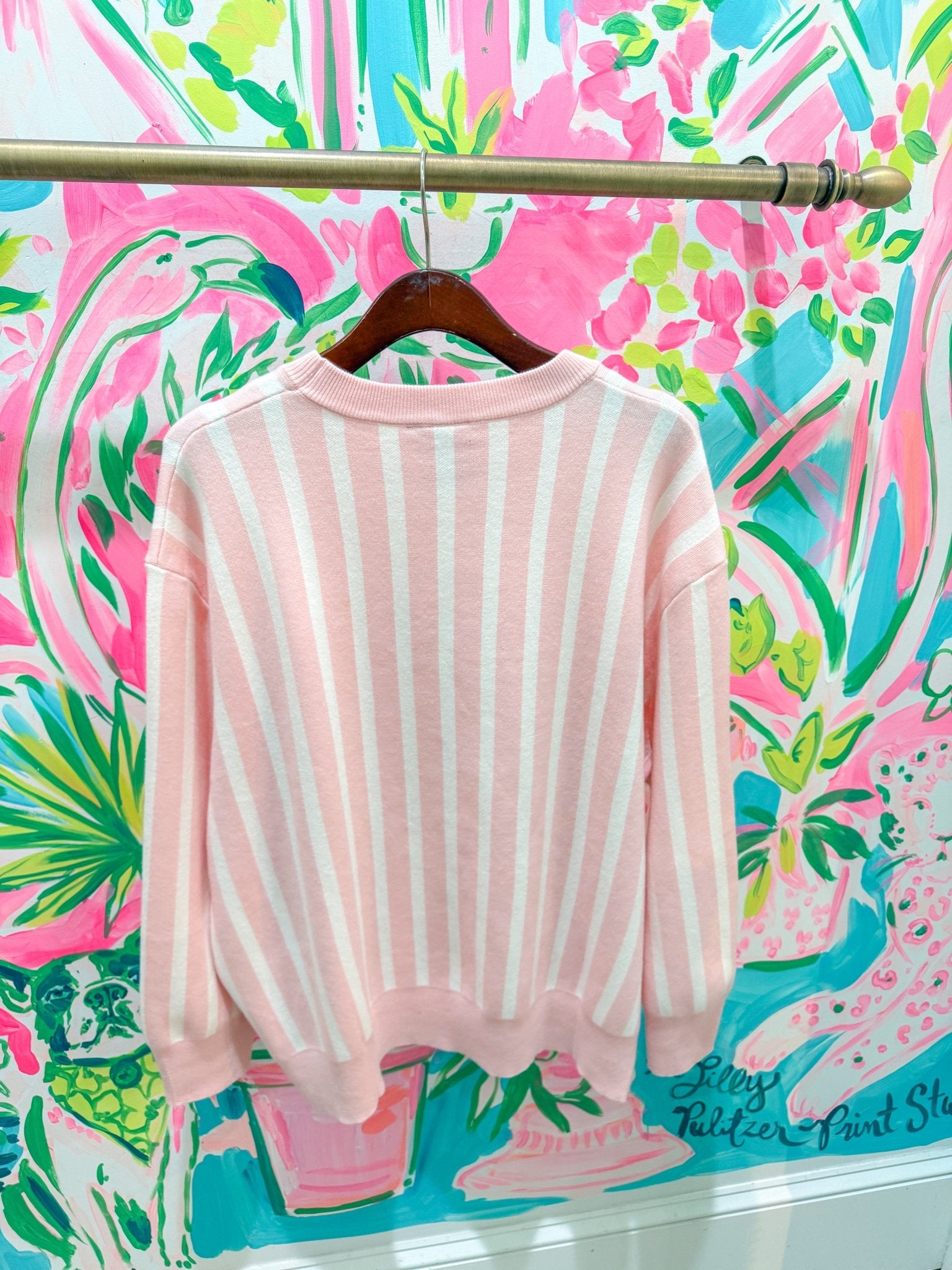 Light Pink & White Stripe Espresso Martini SweaterQueen of SparklesThe Printed Peach Savannah