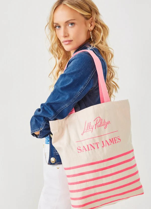 Lilly Pulitzer x Saint James Striped Tote Bag | Recycled CottonAccessories - Bags - TotesLILLY PULITZERThe Printed Peach Savannah