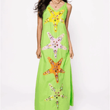 Lime Green Multi Star Fish Midi Cotton DressHeartland Retail ItemsQueen of SparklesThe Printed Peach Savannah