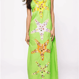 Lime Green Multi Star Fish Midi Cotton DressHeartland Retail ItemsQueen of SparklesThe Printed Peach Savannah