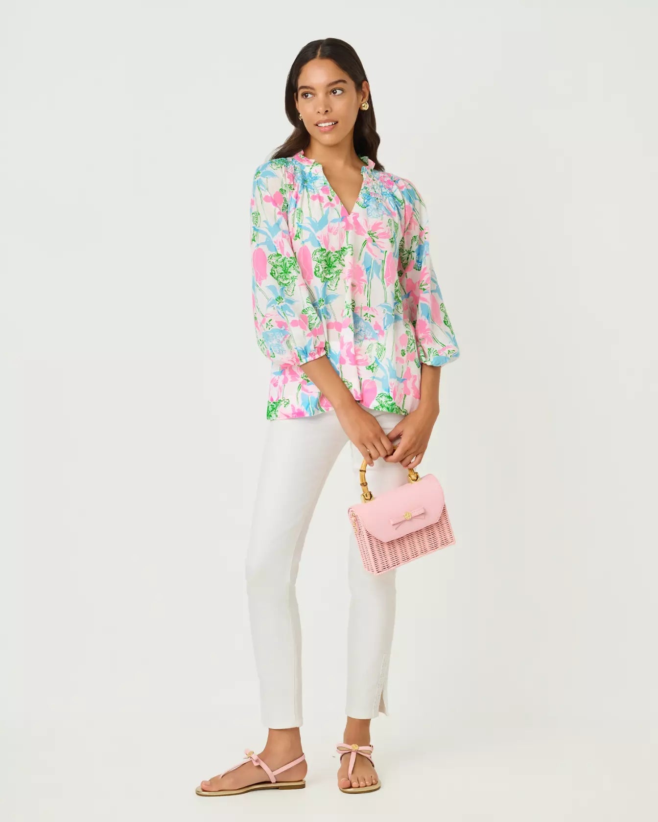 Lourdes 3/4 Sleeve Cotton TopWomen - Tops - BlousesLILLY PULITZERThe Printed Peach Savannah