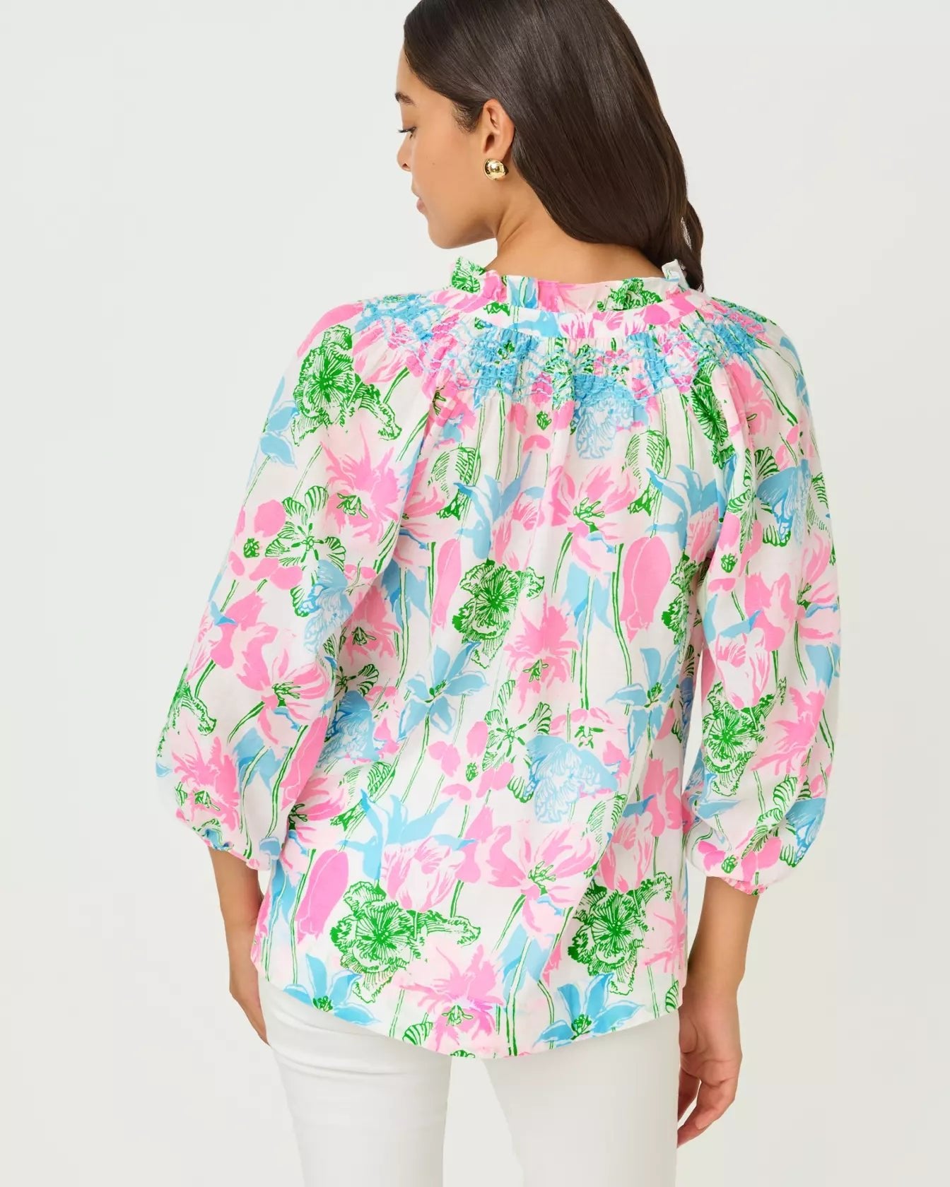 Lourdes 3/4 Sleeve Cotton TopWomen - Tops - BlousesLILLY PULITZERThe Printed Peach Savannah