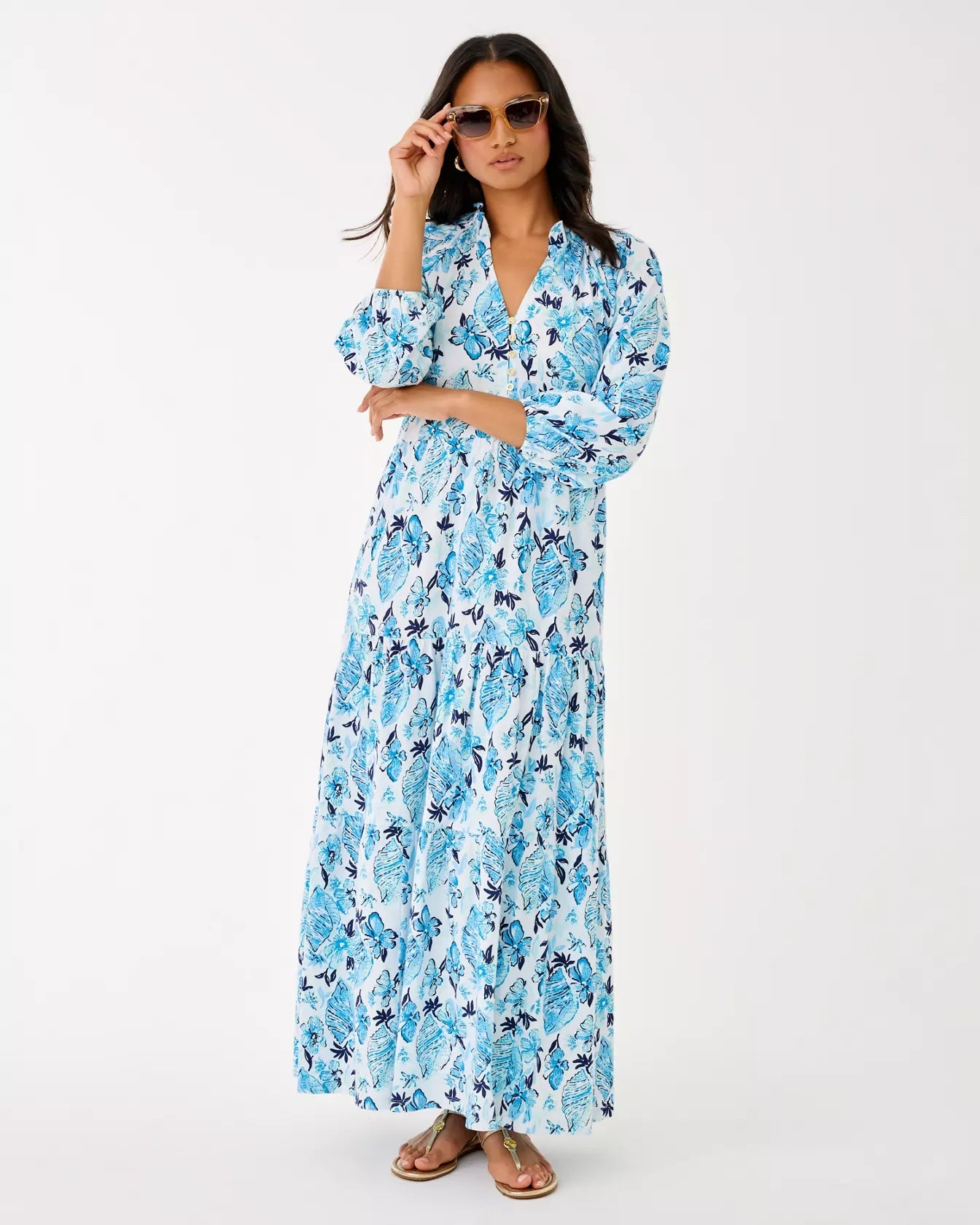 Malone 3/4 Sleeve Maxi DressWomen - Dresses - Swing DressesLILLY PULITZERThe Printed Peach Savannah
