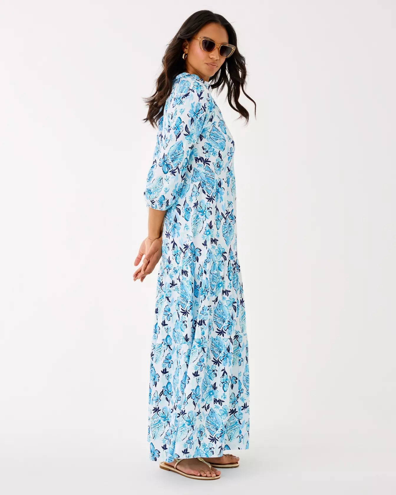 Malone 3/4 Sleeve Maxi DressWomen - Dresses - Swing DressesLILLY PULITZERThe Printed Peach Savannah