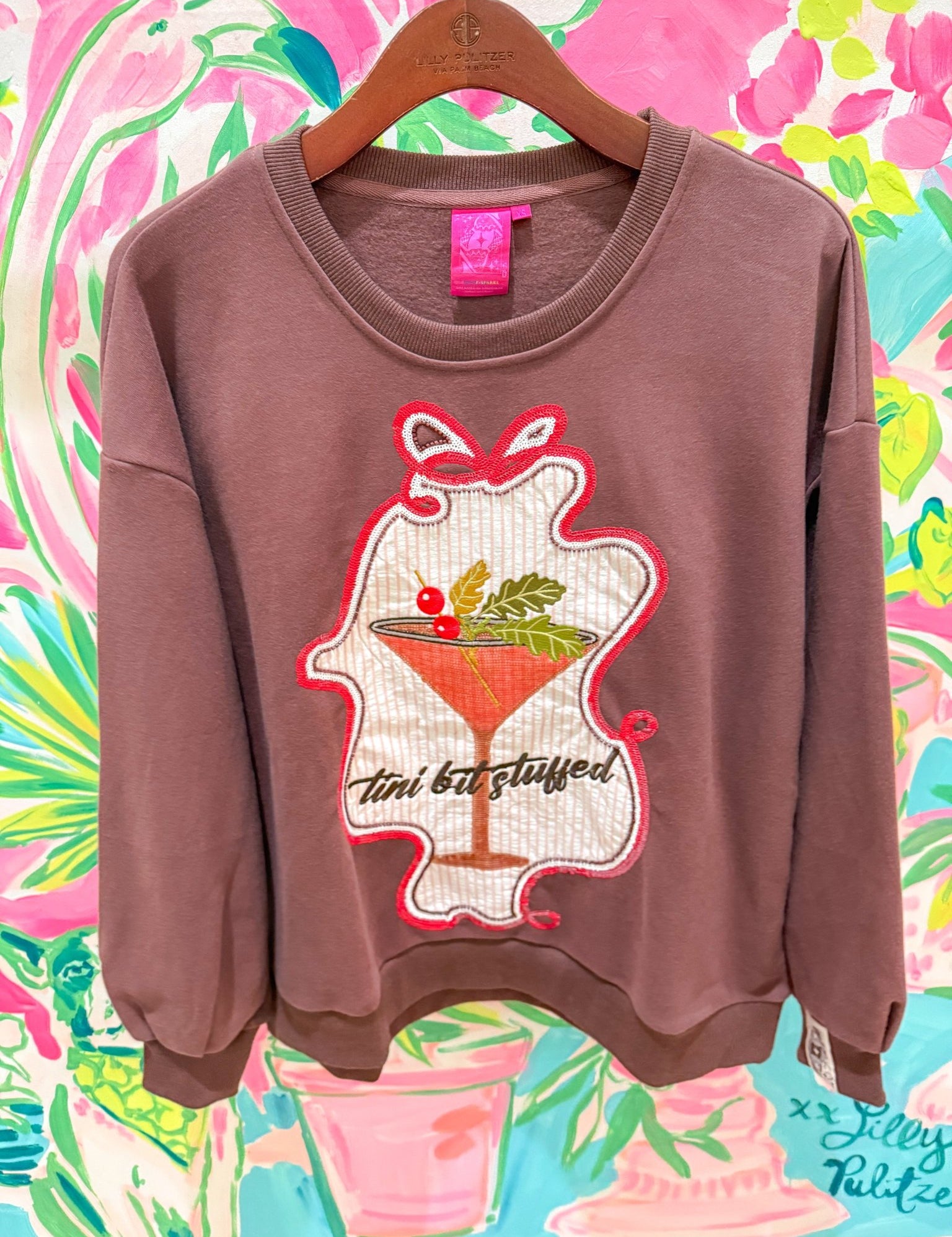 Maroon 'Tini Bit Stuffed' SweatshirtQueen of SparklesThe Printed Peach Savannah