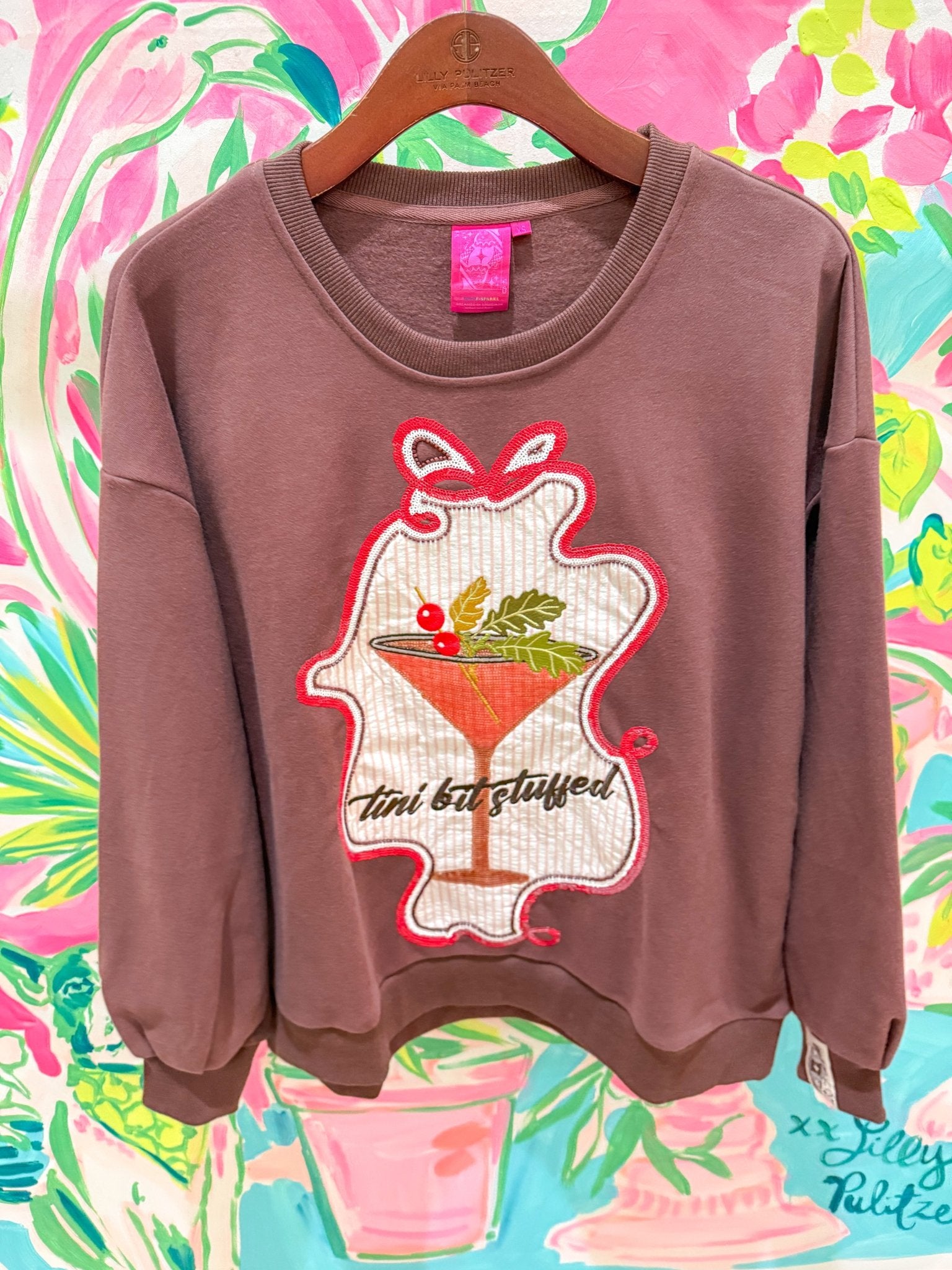 Maroon 'Tini Bit Stuffed' SweatshirtQueen of SparklesThe Printed Peach Savannah