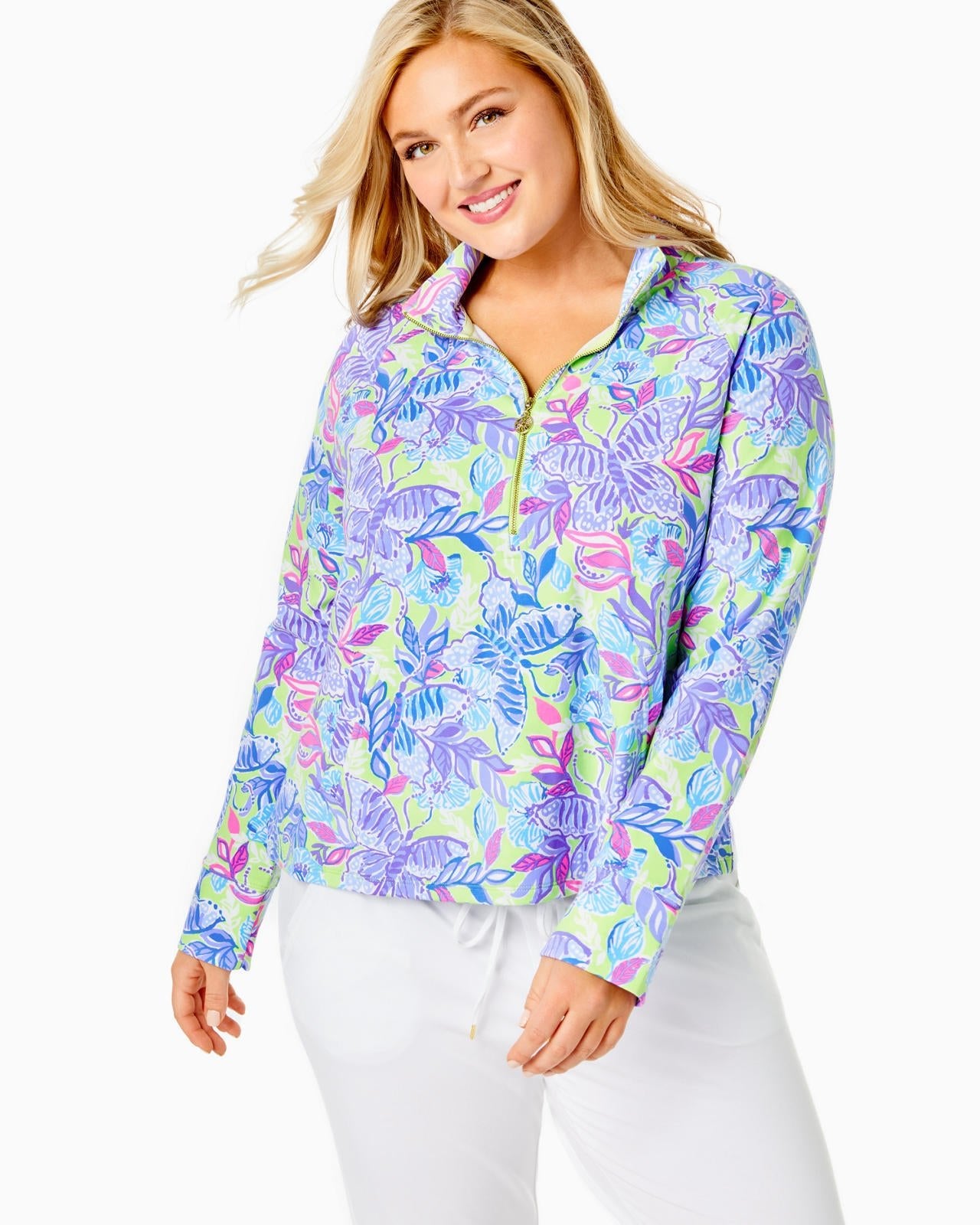 Melena UPF 50+ PopoverWomen - Loungewear - TopsLILLY PULITZERThe Printed Peach Savannah