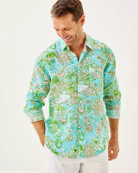 Men's Stuff Addison ShirtHeartland Retail ItemsLILLY PULITZER;The Printed Peach Savannah
