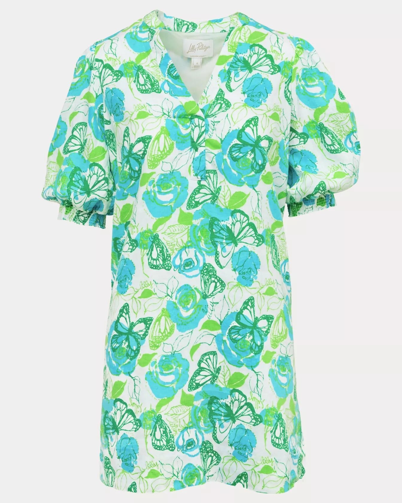 Mialeigh Elbow Sleeve Linen DressDresses - A - Line - Easy DressesLILLY PULITZERThe Printed Peach Savannah