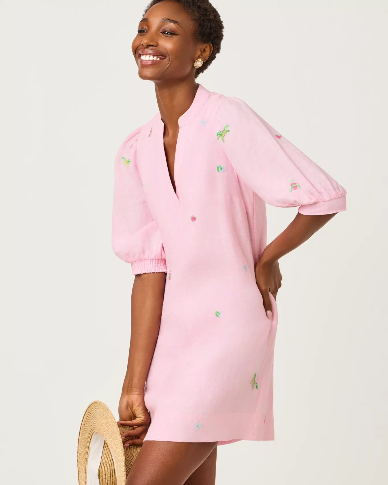Mialeigh Elbow Sleeve Linen DressLILLY PULITZERThe Printed Peach Savannah