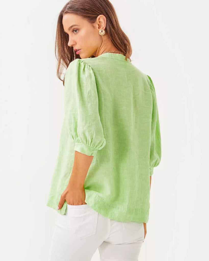 Mialeigh Elbow Sleeve Linen TopHeartland Retail ItemsLILLY PULITZERThe Printed Peach Savannah