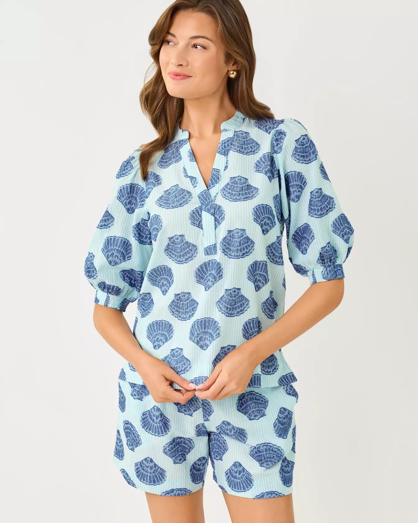 Mialeigh Elbow Sleeve TopWomen - TopsLILLY PULITZERThe Printed Peach Savannah