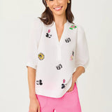 Mialeigh Embroidered Linen TopLILLY PULITZERThe Printed Peach Savannah