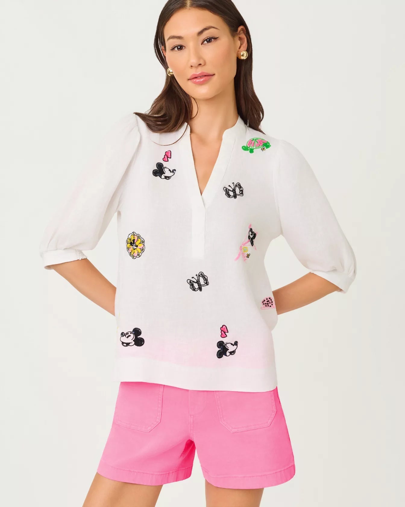 Mialeigh Embroidered Linen TopLILLY PULITZERThe Printed Peach Savannah