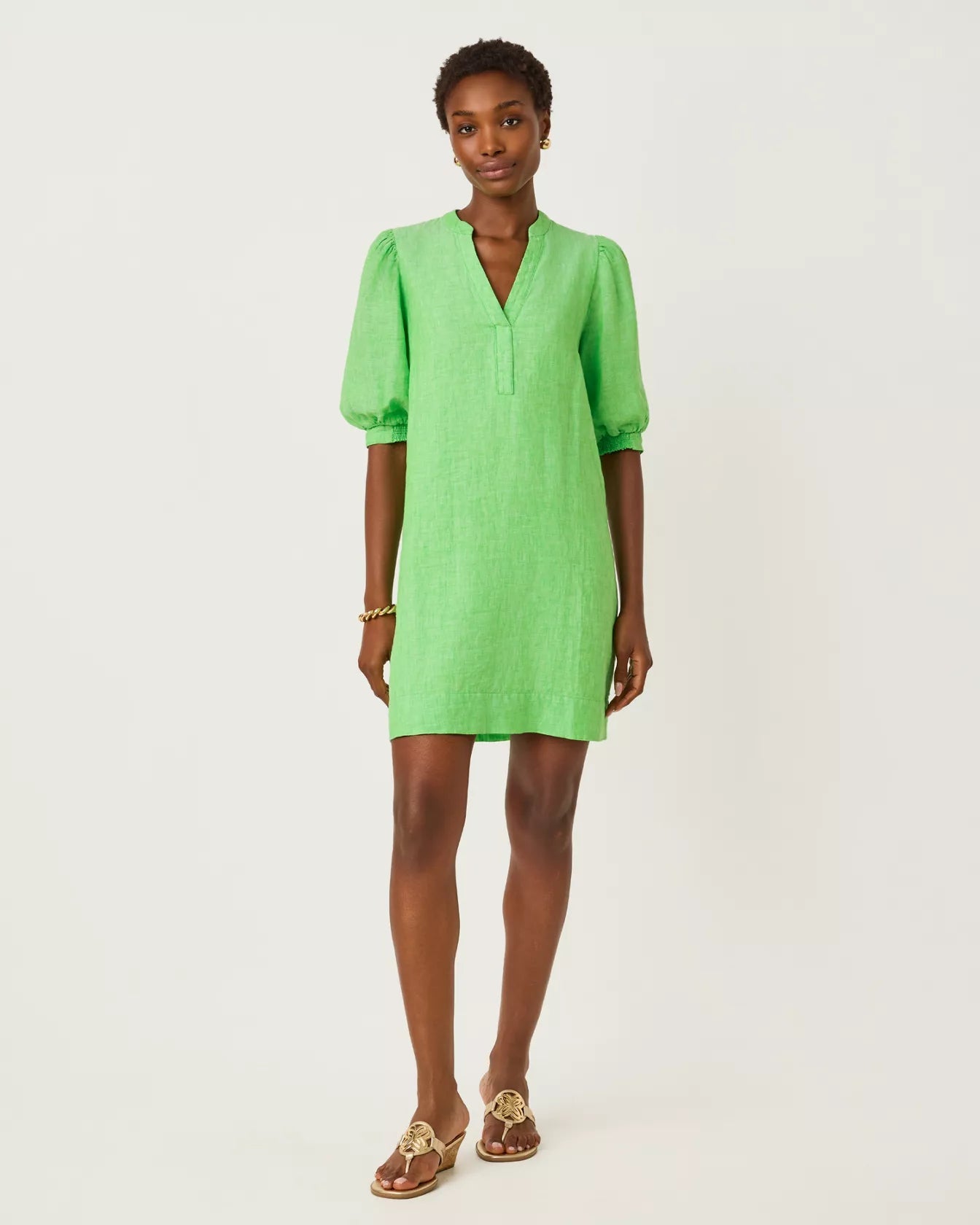 Mialeigh Elbow Sleeve Linen Dress - Putting Green X Resort White 8 Mialeigh Elbow Sleeve Linen Dress - Putting Green X Resort White 8