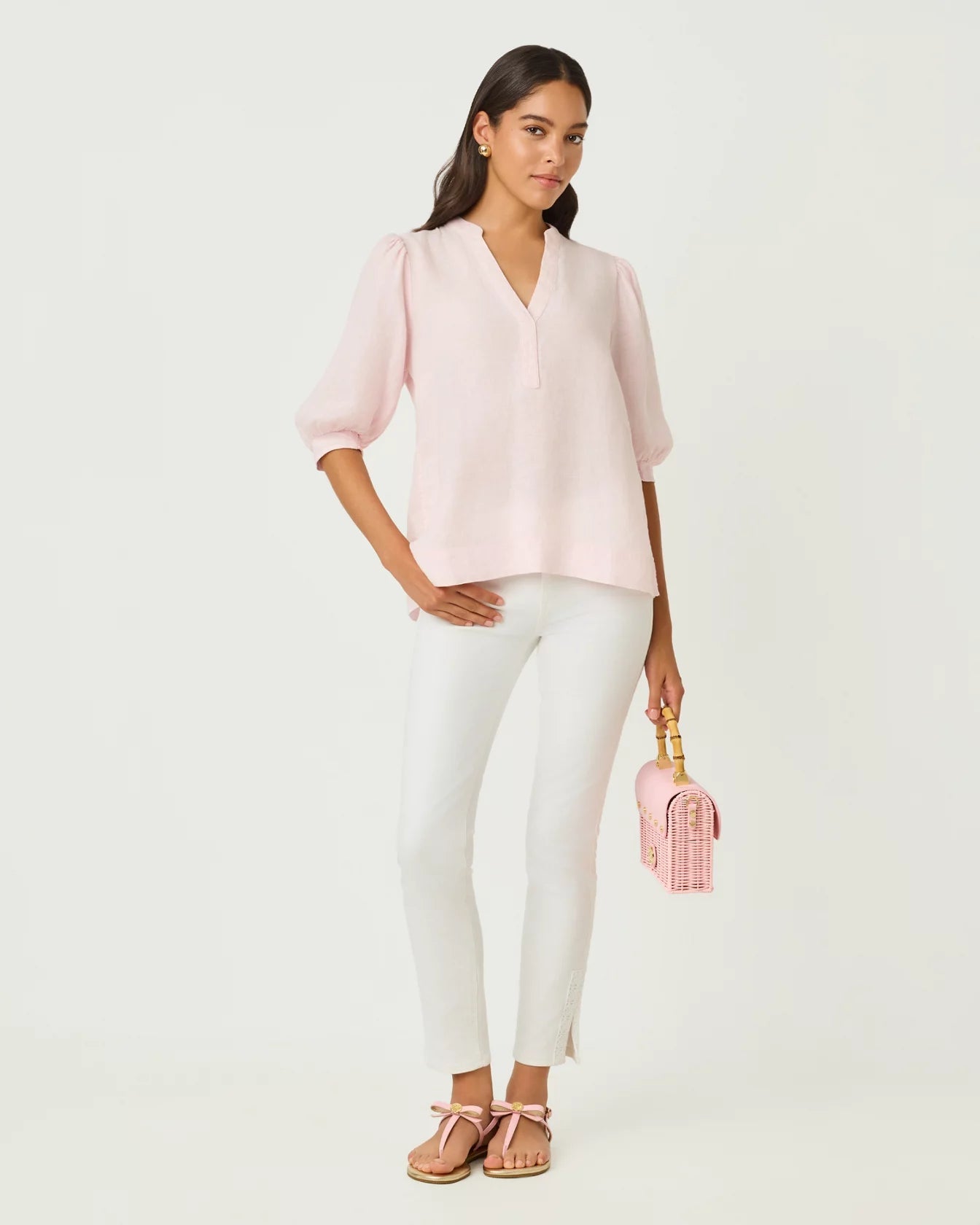 Mialeigh Linen TopWomen - TopsLILLY PULITZERThe Printed Peach Savannah