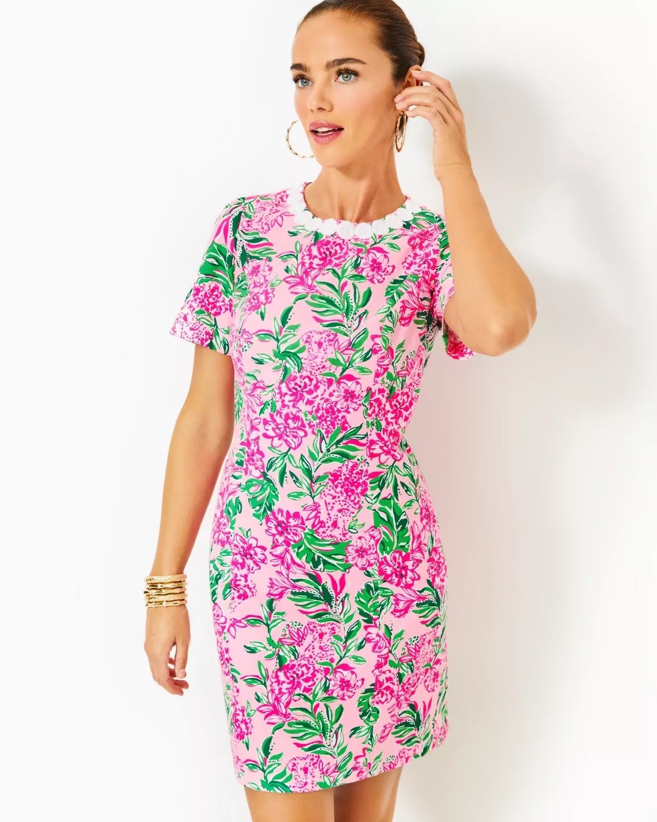 Mila Short Sleeve Shift DressWomen - Dresses - Straight DressesLILLY PULITZERThe Printed Peach Savannah
