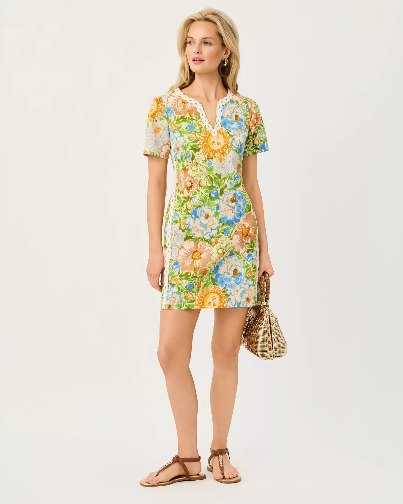 Minerva Short Sleeve Stretch ShiftWomen - Dresses - Fitted DressesLILLY PULITZERThe Printed Peach Savannah