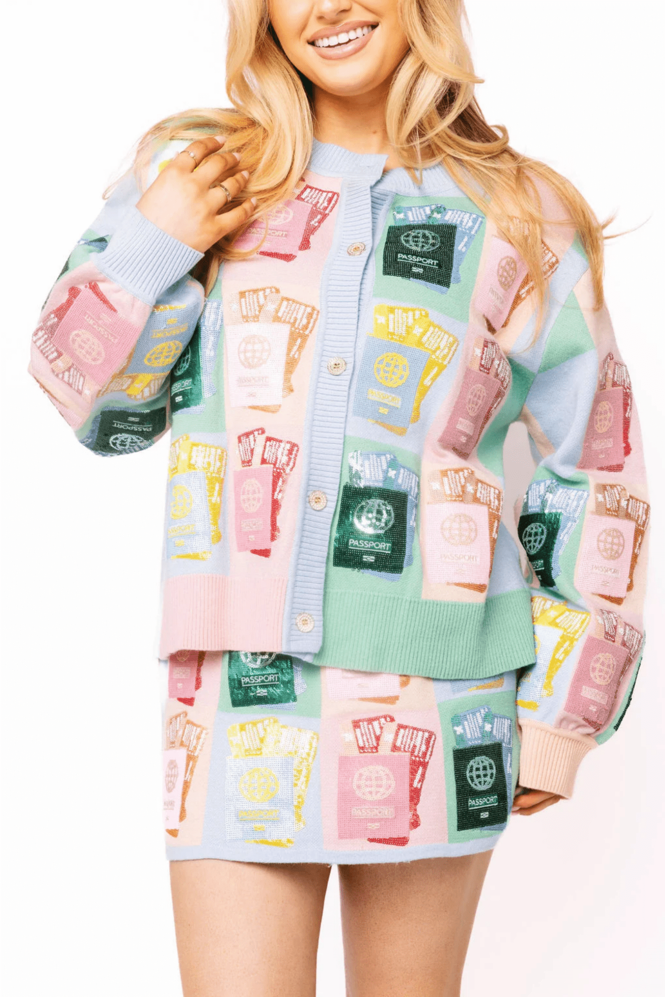 Multi Colorblock Passport Button Up CardiganWomen - Cardigans & Vests - CardigansQueen of SparklesThe Printed Peach Savannah