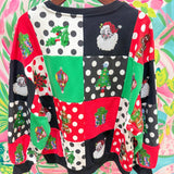 Multi Colorblock Polka Dot Christmas Icon SweatshirtQueen of SparklesThe Printed Peach Savannah