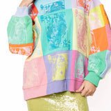 Multi Colorblock QOS Card Logo SweatshirtQueen of SparklesThe Printed Peach Savannah
