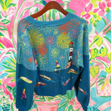 Multi Firework Over Boat Knit CardiganQueen of SparklesThe Printed Peach Savannah