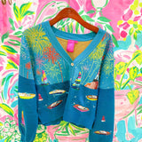 Multi Firework Over Boat Knit CardiganQueen of SparklesThe Printed Peach Savannah
