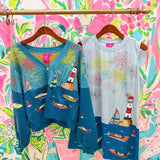 Multi Firework Over Boat Knit CardiganQueen of SparklesThe Printed Peach Savannah