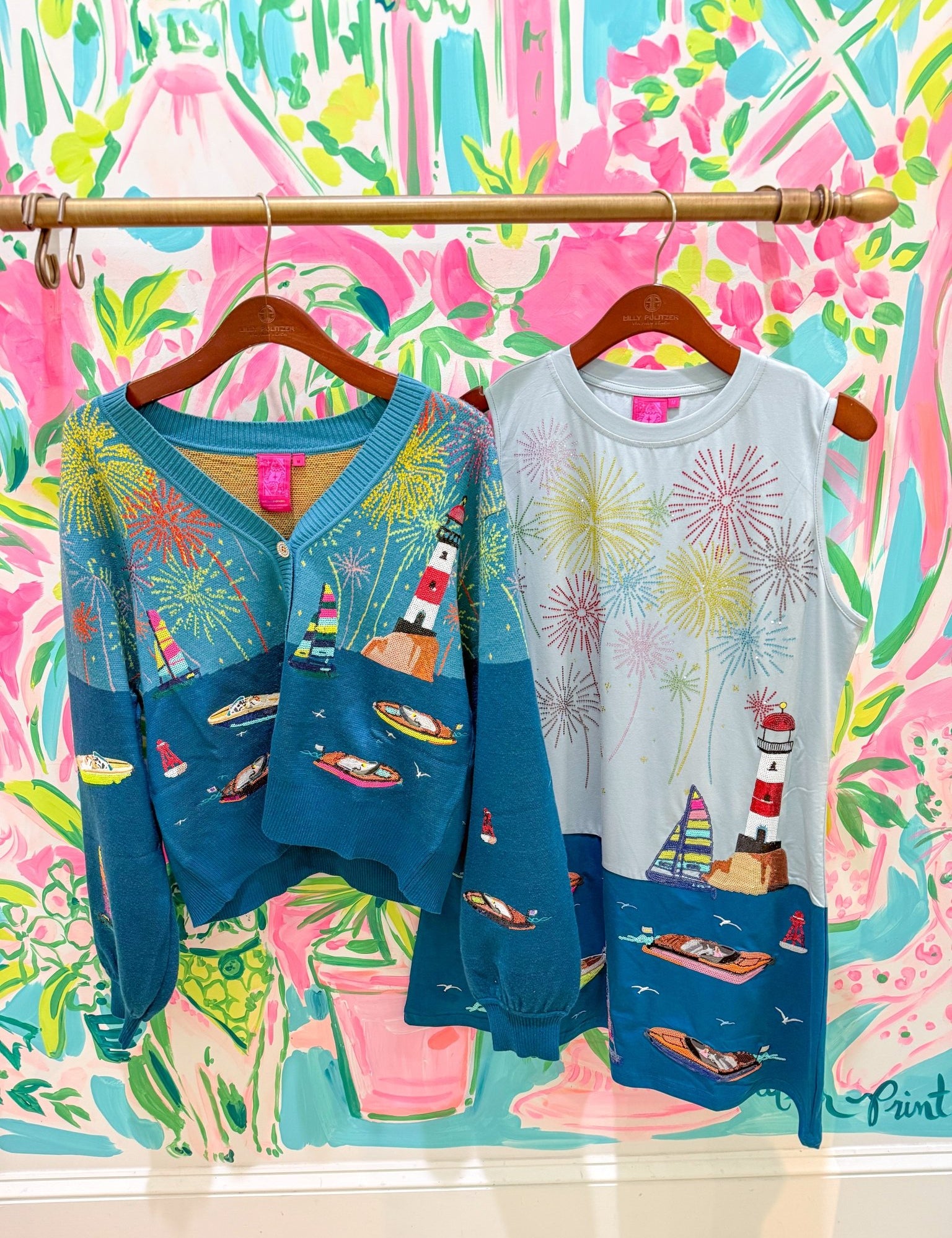 Multi Firework Over Boat Knit CardiganQueen of SparklesThe Printed Peach Savannah