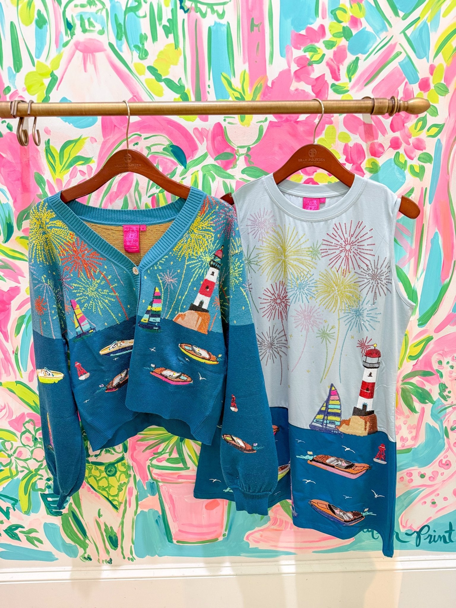 Multi Firework Over Boat Knit CardiganQueen of SparklesThe Printed Peach Savannah