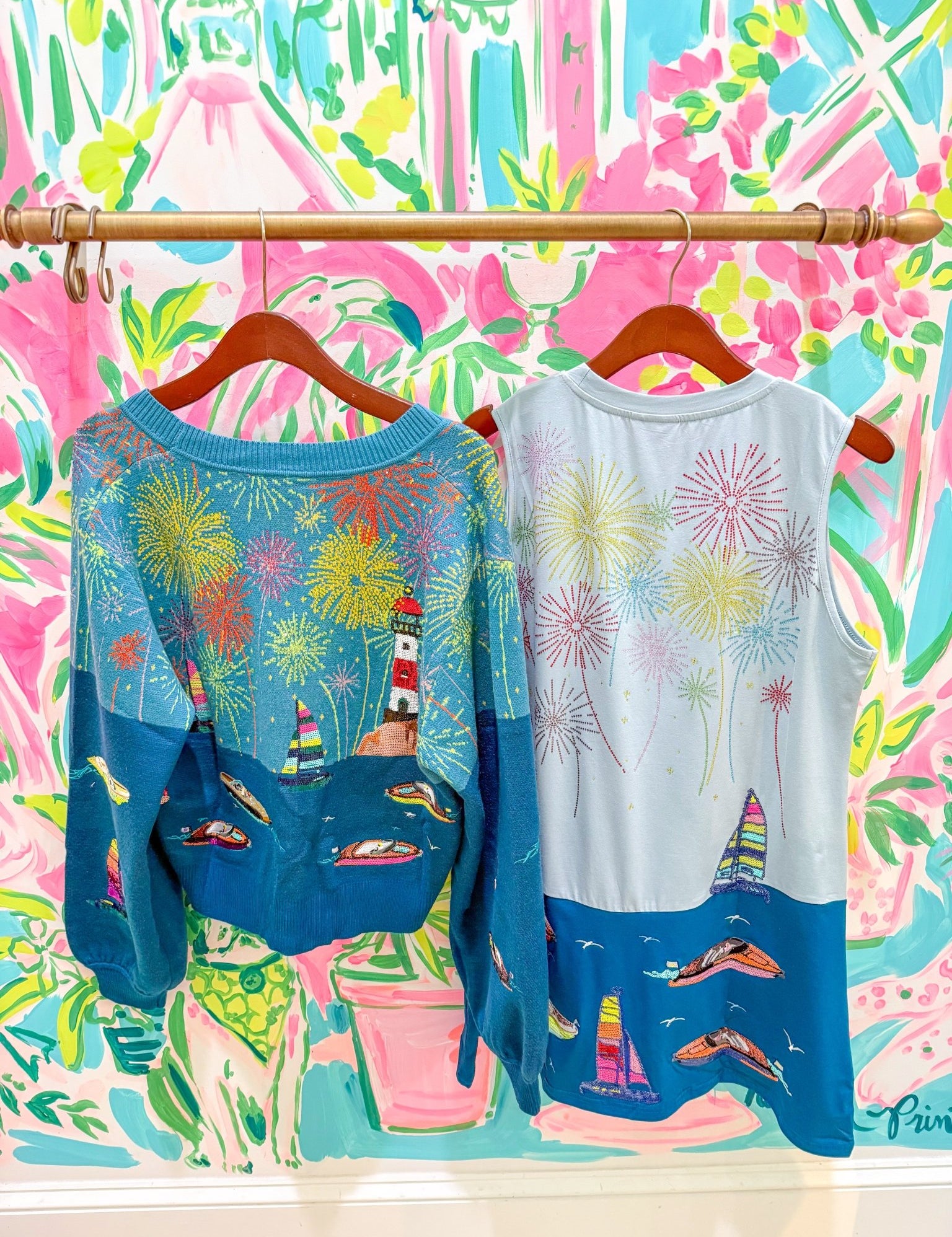 Multi Firework Over Boats Tank DressQueen of SparklesThe Printed Peach Savannah