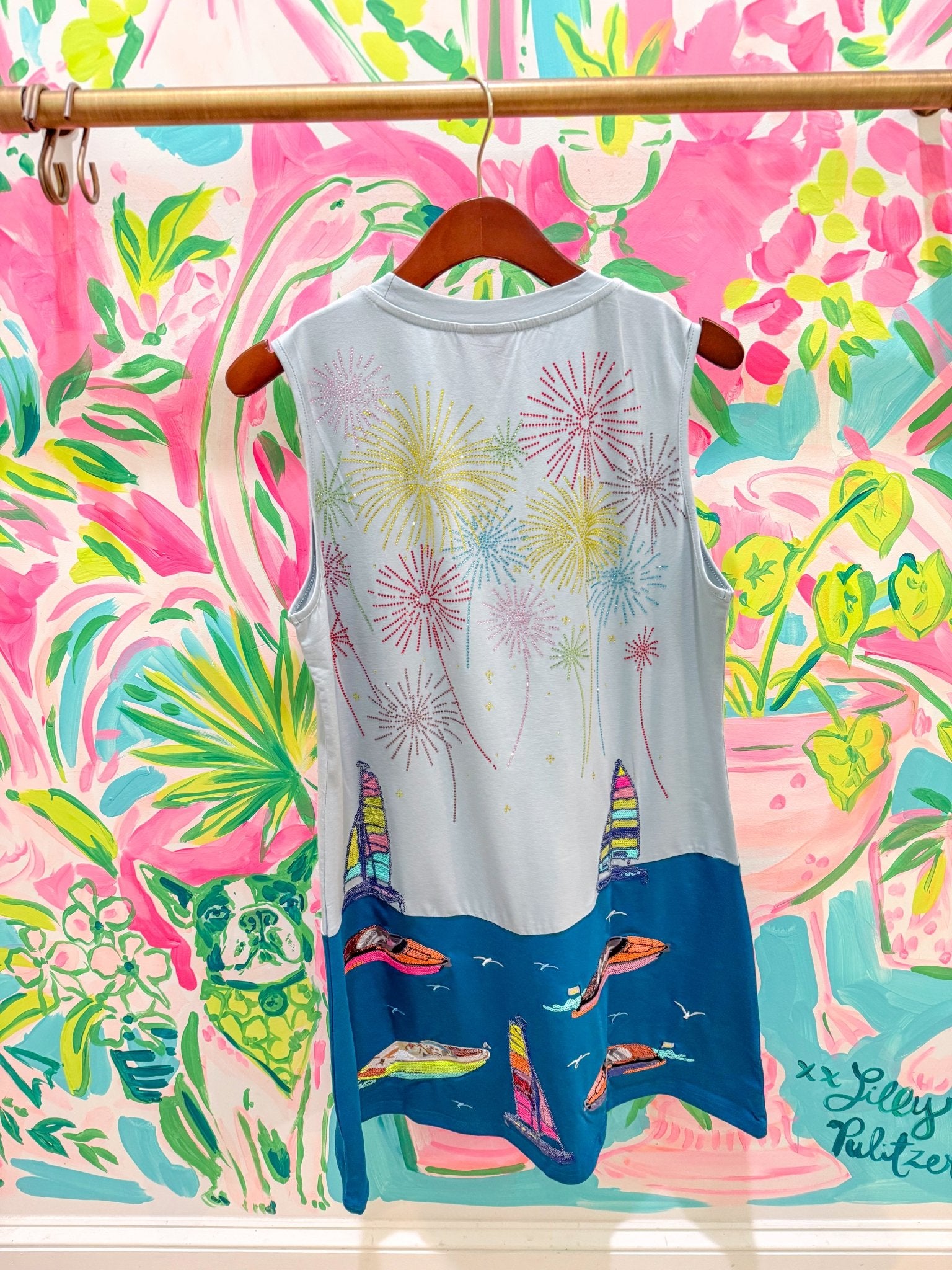 Multi Firework Over Boats Tank DressQueen of SparklesThe Printed Peach Savannah