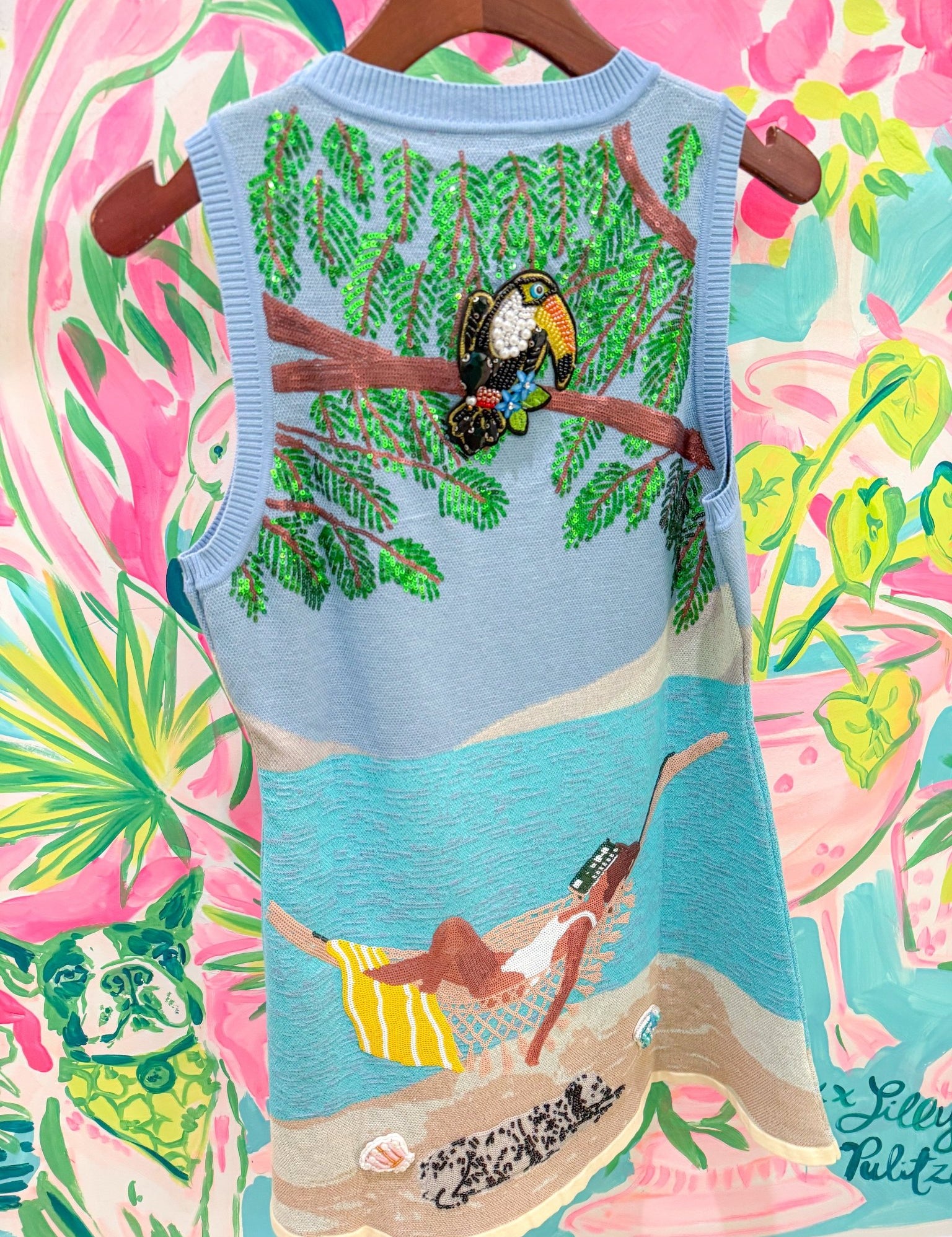 Multi Girl on Hammock Beach Knit Tank DressQueen of SparklesThe Printed Peach Savannah