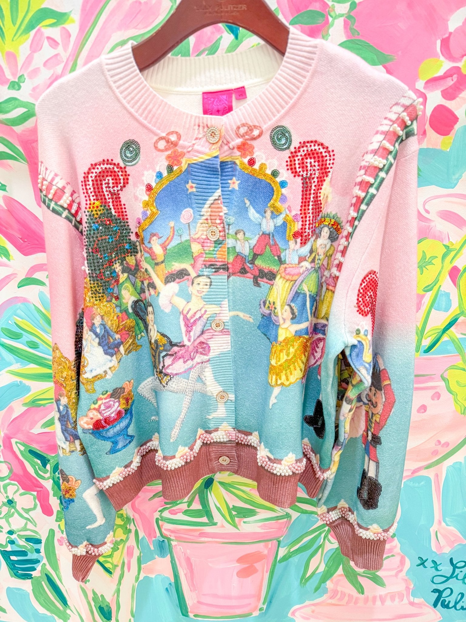 Multi Nutcracker Ballet Scene CardiganQueen of SparklesThe Printed Peach Savannah