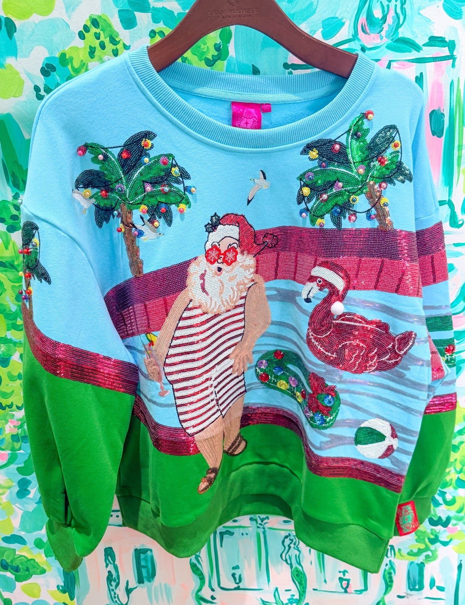 Multi Santa at the Pool SweatshirtQueen of SparklesThe Printed Peach Savannah