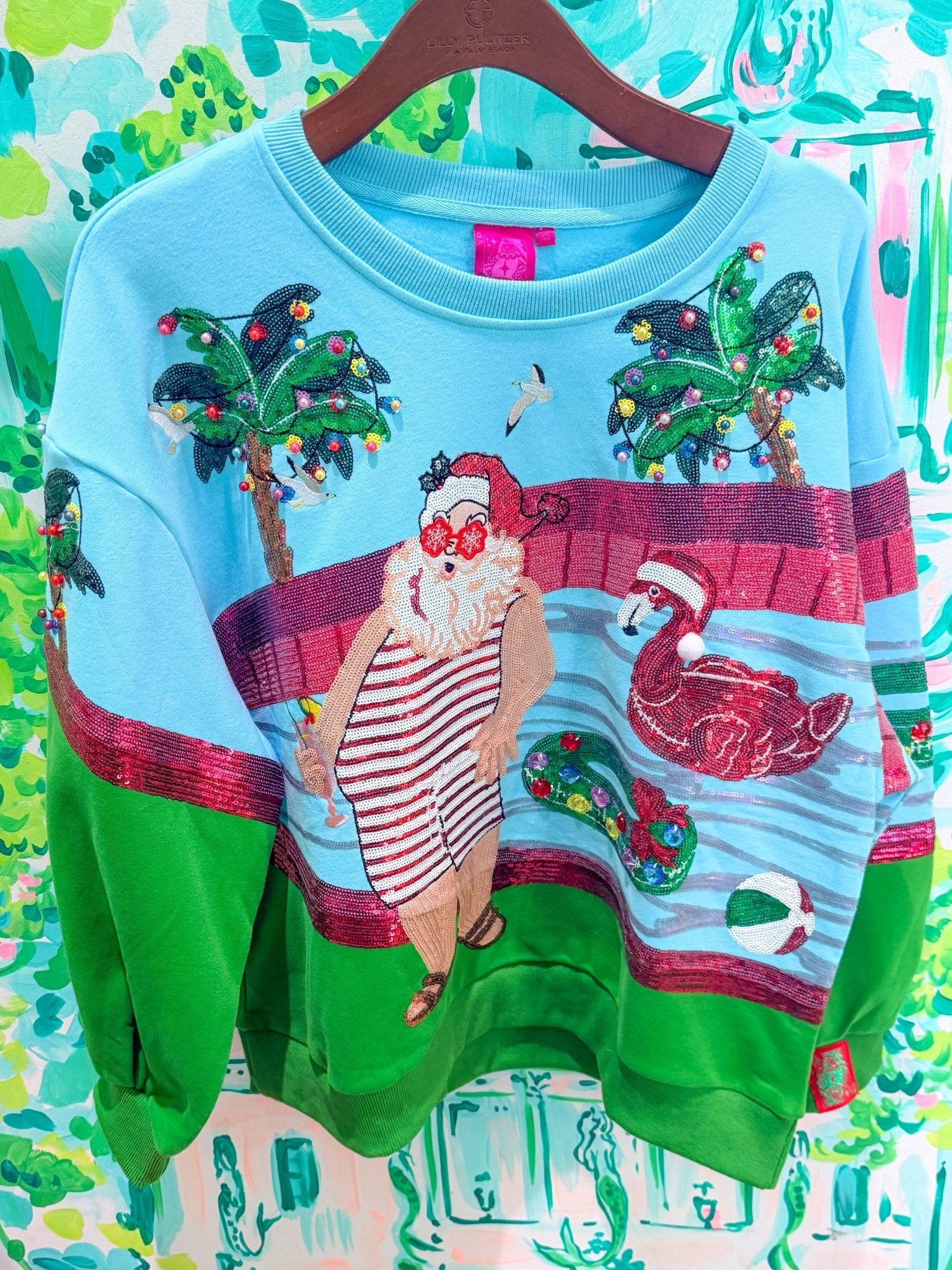 Multi Santa at the Pool SweatshirtQueen of SparklesThe Printed Peach Savannah