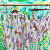 Multi Stripe Sunglasses Cotton ShortQueen of SparklesThe Printed Peach Savannah