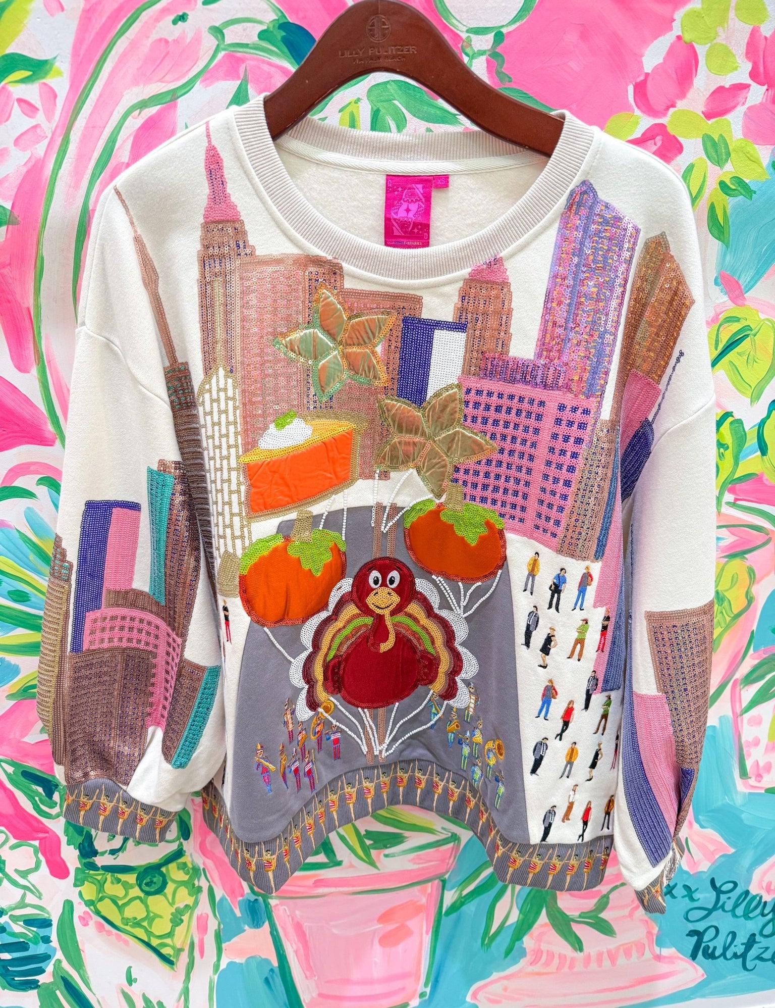 Multi Thanksgiving Day Parade SweatshirtQueen of SparklesThe Printed Peach Savannah