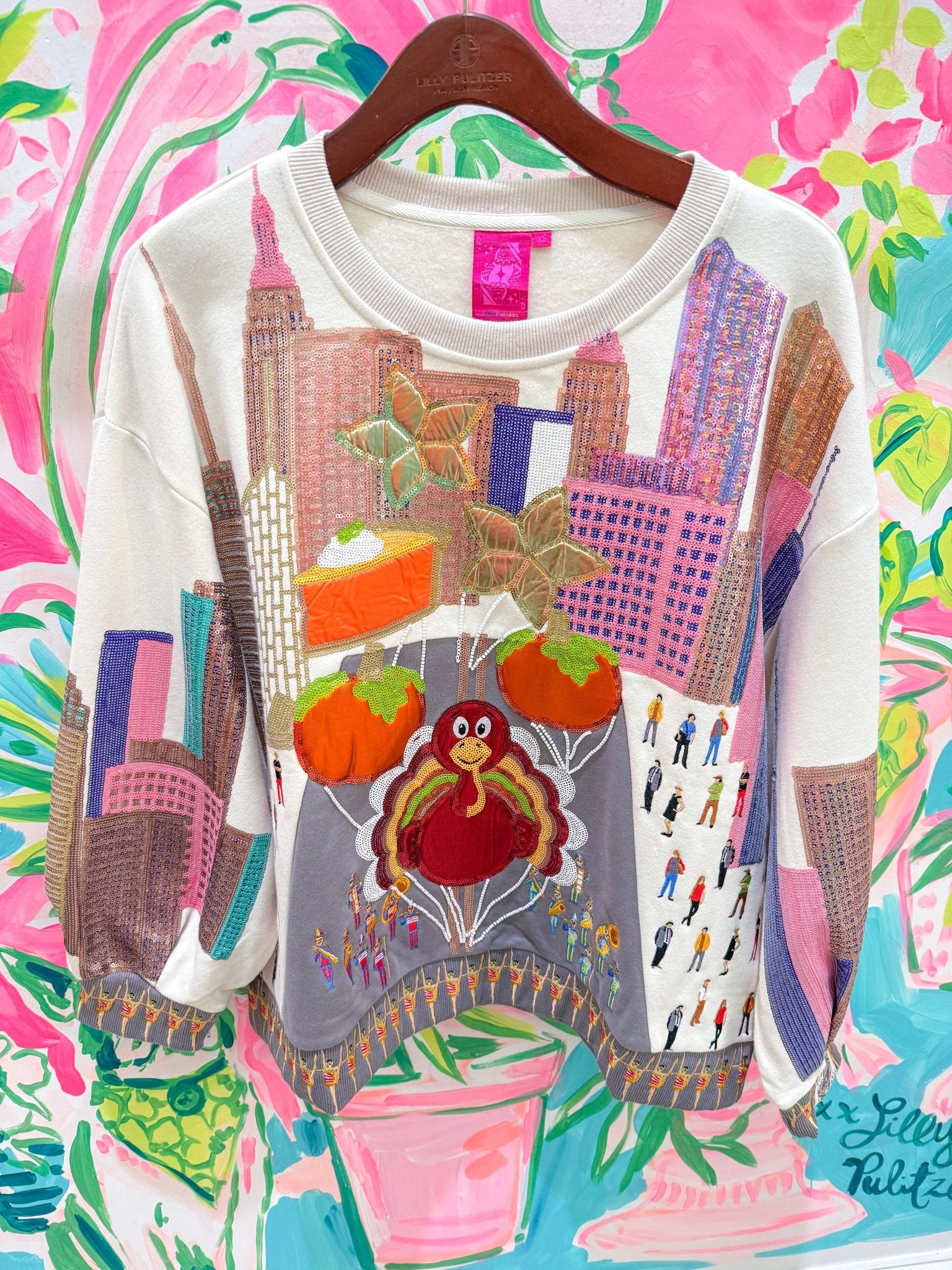 Multi Thanksgiving Day Parade SweatshirtQueen of SparklesThe Printed Peach Savannah