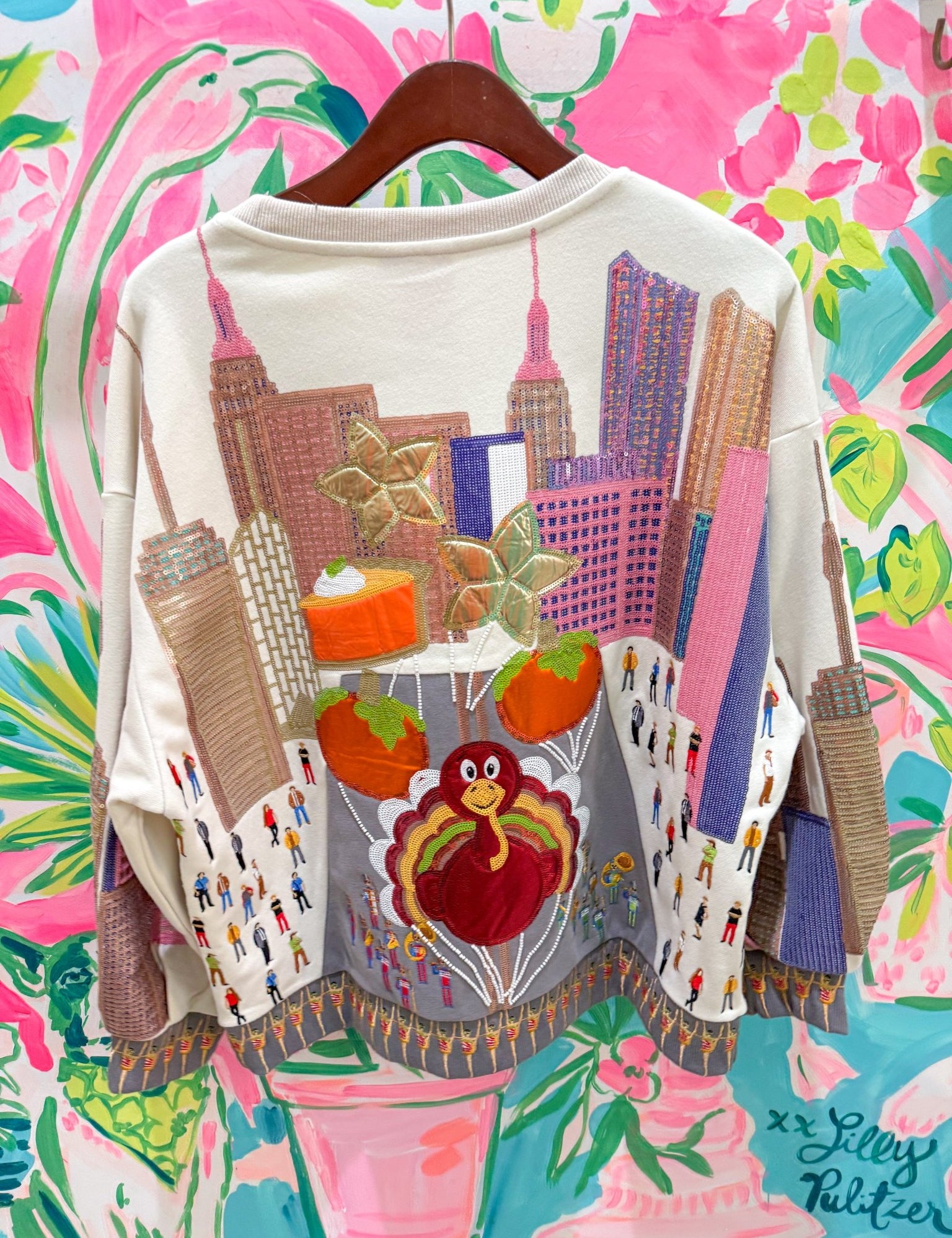 Multi Thanksgiving Day Parade SweatshirtQueen of SparklesThe Printed Peach Savannah