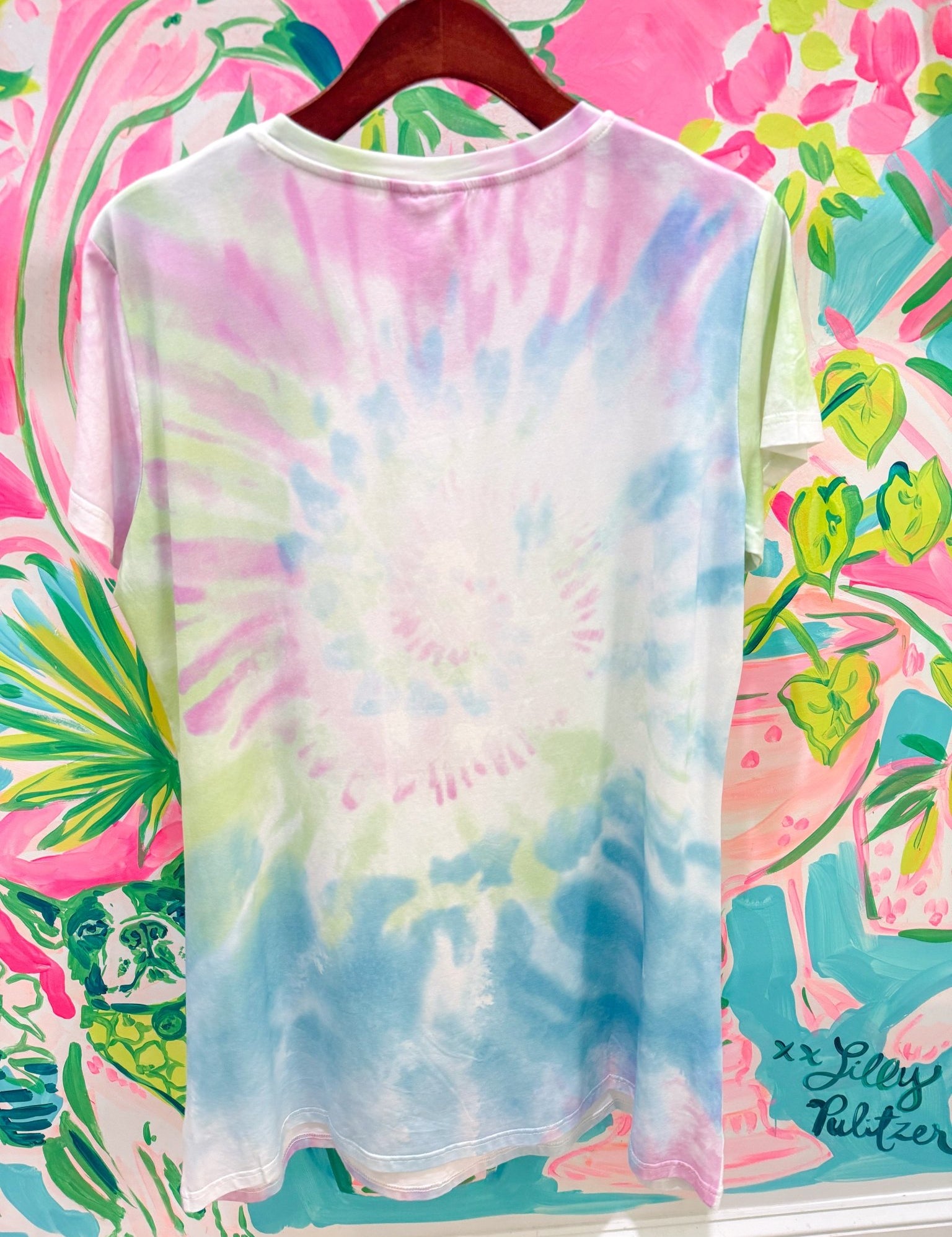 Multi Tie Dye QOS Logo Card Tee DressQueen of SparklesThe Printed Peach Savannah