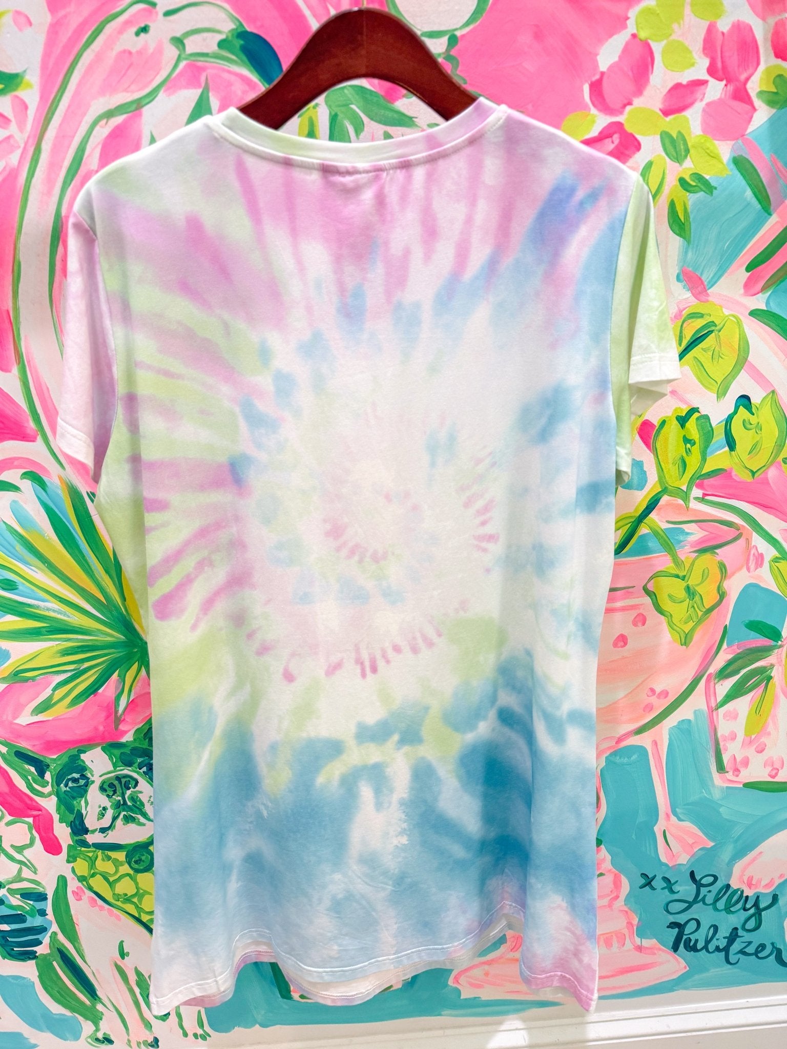 Multi Tie Dye QOS Logo Card Tee DressQueen of SparklesThe Printed Peach Savannah